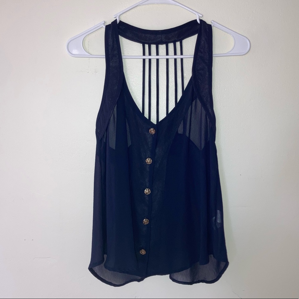 2/$5 Dark blue sleeveless blouse